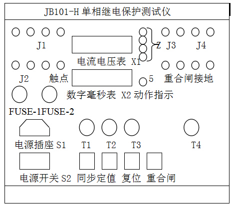 單相繼電保護(hù)測試儀面板布局圖